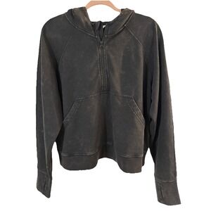 Women's Joy Lab 3/4 Zip Black Distressed Pull-Over Size M Sweatshirt